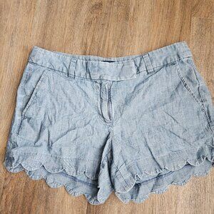 J.Crew lightweight denim shorts with scalloped edges